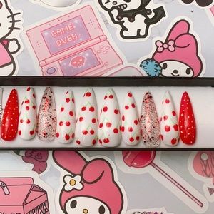 PressOn nails style Cherry Bomb